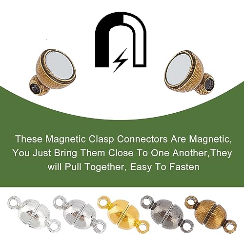 PH PandaHall 100 Sets Brass Magnetic Clasps Mixed Color Round Magnet Converter Jewelry Clasps Buckle Ball for Bracelet Necklace Jewelry DIY Making