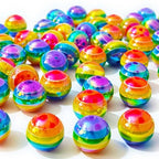Mixed Lots Shiny Acrylic Rainbow Stripe Bead DIY Beading Hairband Bracelets Necklace Craft Embelishment (Transparent Rainbow Stripe#1) - color: Transparent Rainbow Stripe#1