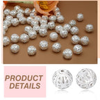 TOAOB 100pcs 8mm Silver Plated Filigree Hollow Ball Beads Round Metal Loose Spacer Beads for DIY Crafts Bracelets Necklaces Earrings Jewelry Making - color: Silver, size: 8mm