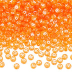 1000Pcs Transparent Letter Beads Acrylic Mixed Alphabet Beads Flat Round Disc Spacer Bead White Alphabet Pattern Loose Bead for Bracelet Necklace Jewelry Making 7x4mm Dark Orange - color: Dark Orange