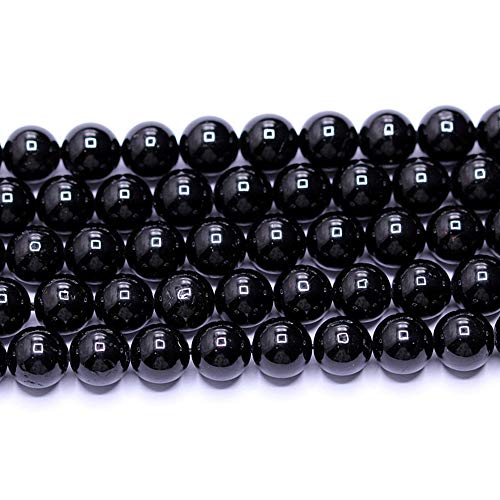 Natural Gemstone Loose Beads Smooth Round Approxi 15 inch DIY Bracelet Necklace for Jewelry Making (6mm, Black Tourmaline) - color: Black Tourmaline, size: 6mm