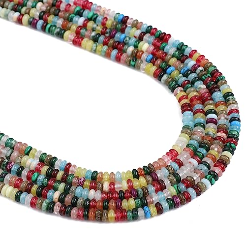 BEADIA Natural Mix Colored Stone Spacer Beads Caps Rondelle Disk Loose Beads for Beading Jewelry Making 4mmx2mm 38cm - color: Mix Colored Stone, size: Rondelle Disk 4mm x 2mm