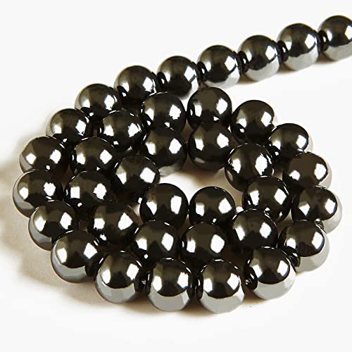 60pcs 6mm Black Hematite Beads Natural Gemstone Beads Round Loose Beads for Jewelry Making - color: Black Hematite, size: 6mm