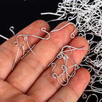 200 Pack Silver Earring Hooks Ear Wires for DIY Jewelry Findings Supplies Fishhook Connector Charm Hooks - color: White Gold