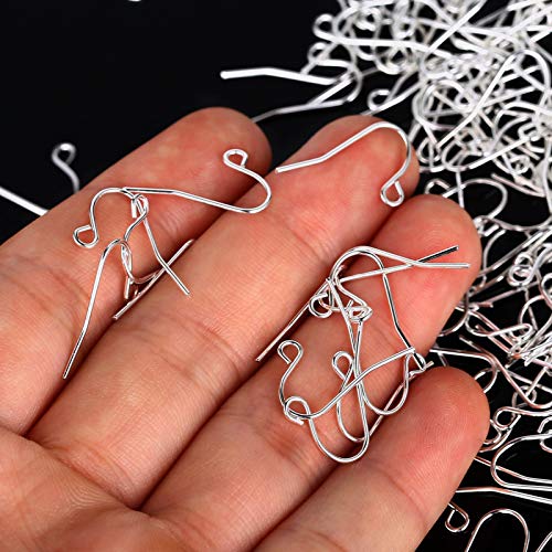 200 Pack Silver Earring Hooks Ear Wires for DIY Jewelry Findings Supplies Fishhook Connector Charm Hooks - color: White Gold