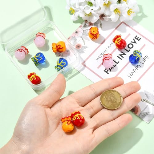 Stiesy Fukubukuro Glass Beads 12Pcs, 4 Colors Imitation Jade Good Luck Charm Beads Spacer for Jewelry Making, Bracelet Pendant DIY, Present Crafting - color: Fukubukuro-4 Color-12pcs