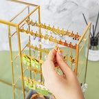 Glass Earring Holder Organizer, Jewelry Organizer Earrings Holder with Hanging Hook, Glass Earring Display Box for Necklace Ring Storage - style: Earring Organizer