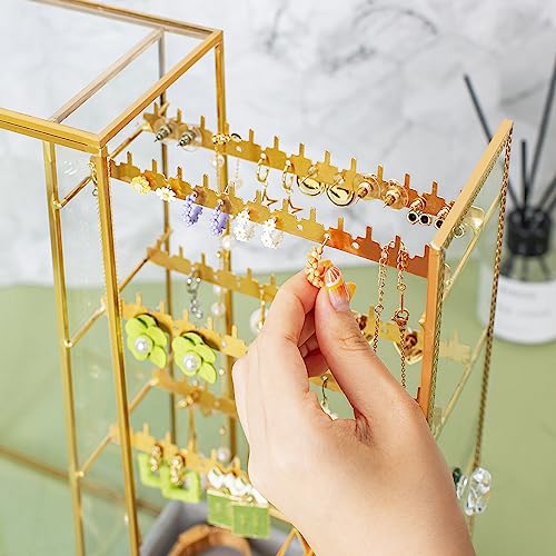 Glass Earring Holder Organizer, Jewelry Organizer Earrings Holder with Hanging Hook, Glass Earring Display Box for Necklace Ring Storage - style: Earring Organizer