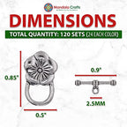 Mandala Crafts 120 Flower Toggle Clasps, Assorted T-Bar Jewelry Findings & Closures – Metal Fastener Hooks for DIY Necklace & Bracelet Making