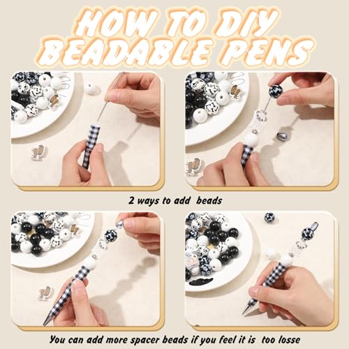 Colarr 24 Sets Plastic Beadable Pens DIY Pens Making Kit Assorted Wood Beads Crystal Spacer Black Ink Ballpoint for Women Crafts Office Family Gifts(Dog) - style: Dog
