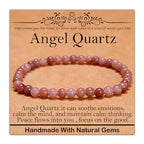 Natural Healing Gemstone Bracelet Handmade Yoga Stretch Elastic Bracelet Stress Relief Crystal Jewelry for Men and Women - color: Angel Quartz(Soothe the mood), size: 4mm