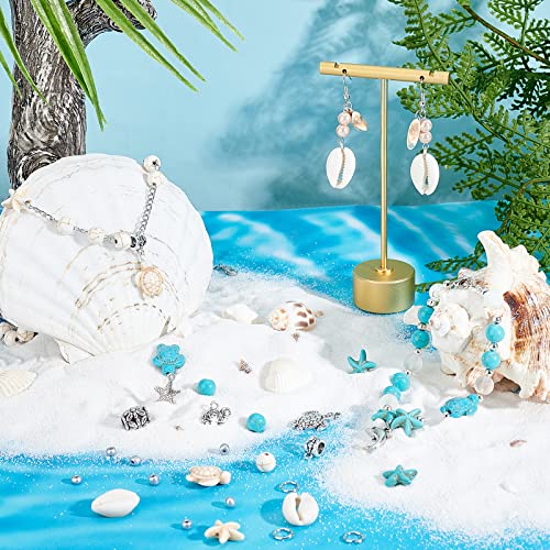 PH PandaHall 292pcs Turquoise Jewelry Making, Boho Ocean Beach Shell Bead Charms Starfish Mermaid Turtle Beads Summer Sea Dangle Pendant for Gift Bracelet Necklace Earring Anklet Craft Jewelry Making - color: Blue