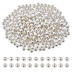 320Pcs 925 Sterling Silver Plated Spacer Beads Smooth Round Ball Brass Beads 3.5mm Stackable Loose Beads Finding Bulk for Bracelet Necklace Earring Jewelry Making DIY Crafts - size: 3.5mm