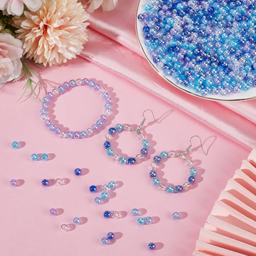 1 Box 6MM 200PCS Blue Round Bubblegum Chunky Beads with Holes AB Color Transparent Acrylic Loose Spacer Charm Bead Bulk for Jewelry Making Earrings Bracelets Necklaces DIY Craft Supplies - color: Blue, size: 1000pcs 6mm