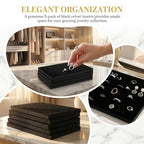 DOITOOL Black Velvet Ring Organizer Foams, 5 Pack Jewelry Box Foams Inserts for Earrings, Sponge Holder Pad, Storage Showcase Display Tray for Jewelry Showcase, Storage Display (11x7in)