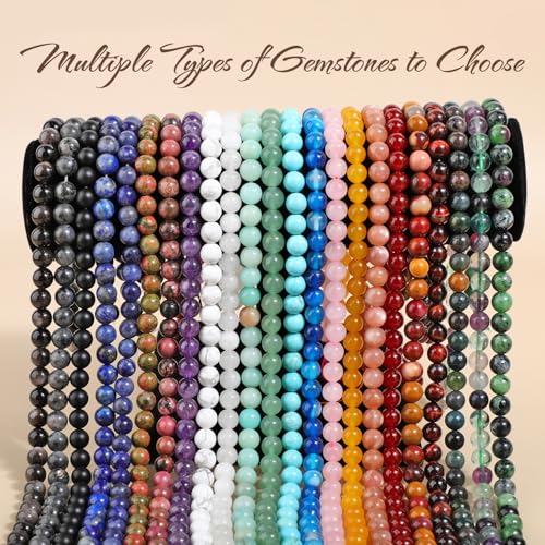 AD Beads 8mm Natural Round Loose Beads 110 Pieces, for Making 108 Mala Prayer Beads Necklace, Bracelet & Yoga Meditation, Jewelry Design (Black Lave) - color: Black Lave, size: 8mm-110pcs