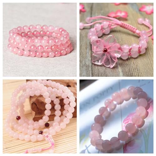 4mm 200pcs Natural Stone Round Beads Pink Rose Quartz Genuine Stone Beading Loose Gemstone DIY Charm Smooth Beads for Bracelets Necklaces Earrings Hole Size 1mm (Pink Rose Quartz 4mm) - color: Pink Rose Quartz, size: 4mm