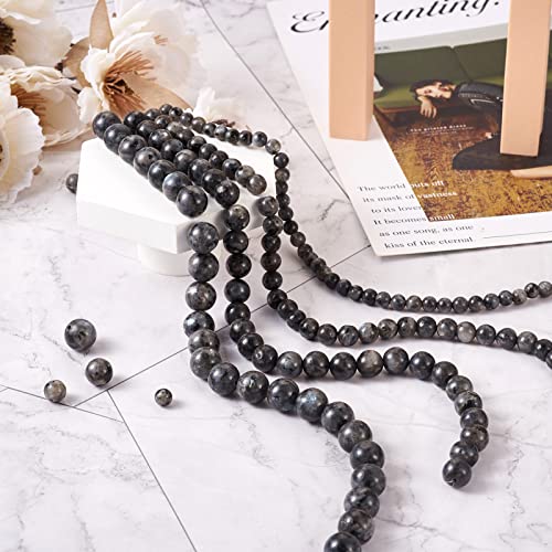 Craftdady 4 Strands Natural Gemstone Beads 6-12mm Undyed Black Labradorite Round Beads Loose Energy Healing Power Stone Beads for DIY Bracelets Necklaces Earrings Jewelry Crafts, About 178pcs - color: Black Labradorite