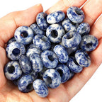 TUMBEELLUWA Natural Gemstone Beads for Jewelry Making, Rondelle Large Hole Loose Beads Pack of 15,Sodalite(8x14 mm) - color: Blue & White