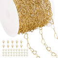 Jabogrii 5 Meters Gold Stainless Steel Jewelry Making Chain Spool Craft Heart Chain Bulk for Jewelry Making - color: Hollow Heart Gold