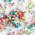 100pcs 10MM Mixed Christmas Beads Polymer Clay Spacer Beads for Women Jewelry Making DIY Bracelet Necklace Accessories Gift (Christmas) - color: Christmas
