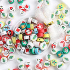 100pcs 10MM Mixed Christmas Beads Polymer Clay Spacer Beads for Women Jewelry Making DIY Bracelet Necklace Accessories Gift (Christmas) - color: Christmas