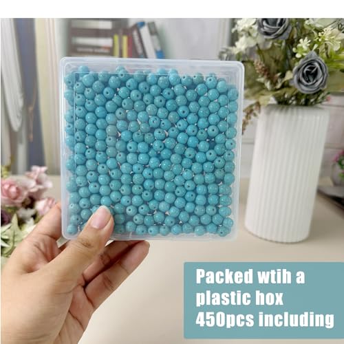 Turquoise Beads Bulk 8mm - 450pcs Natural Semi-Precious Gemstone Round Space Loose Beads for Jewelry Making, Bracelets, Necklaces, Earring, DIY Handmade Crafts, Healing Stone Gifts - color: Round 8mm