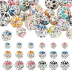 Craftdady 24pcs 8mm 10mm 12mm Round Rhinestone Beads Crystal Silver Rhinestone Bracelet Loose Spacer Beads Dangle Earring Ball Bead for DIY Craft Keychain Jewelry Making - color: Silver