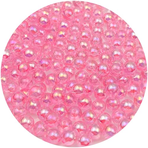 400 Pcs 8mm Acrylic Round Beads AB Colors Craft Beads Round Spacer Beads with Holes for DIY Craft Making Necklace Bracelet Earring Ornament(13- Deep Pink) - color: 13- Deep Pink, size: 8MM