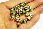 1000pcs Mixed Acrylic Letter/Alphabet “A-Z”Cube Beads for DIY Craft (Gold with Black Letter 7x7x7mm) - color: Gold with Black Letter 7x7x7mm
