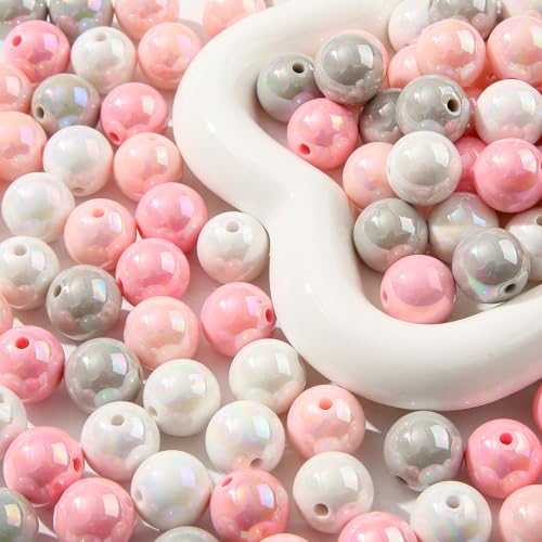 16mm Acrylic Beads 100pcs Chunk Bubblegum Bead Beads for Pens for Necklace Jewelry Bracelets DIY Crafts Making (graypink) - color: graypink