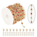 KYUNHOO 5M Colorful Crystal Rhinestones Jewelry Chain Link Gold Plated Brass Chain Bulk for Women Necklace Making Jewelry Supplies DIY Handcrafts with Lobster Clasps and Jump Rings - color: Colorful Bead-Gold