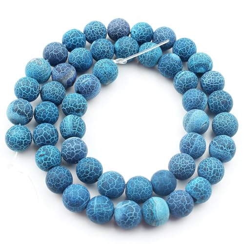 8mm Deep Blue Matte Oxidized Natural Stone Beads Round Loose Beads for Jewelry Making Yochus DIY Beads Bracelet Necklace - color: Deep Blue Matte Oxidized, size: 8mm