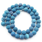8mm Deep Blue Matte Oxidized Natural Stone Beads Round Loose Beads for Jewelry Making Yochus DIY Beads Bracelet Necklace - color: Deep Blue Matte Oxidized, size: 8mm