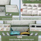 Dajasan Jewelry Organizer Box, Large Jewelry Boxes for Women Girls, Space-Saving 4 Layers Jewelry Storage Case with Drawer, Movable Metal Stand, Modern, Gift Idea (Green) - color: Avocado Green + Silver