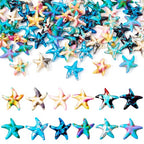 60Pcs Starfish Turquoise Beads Colorful Sea Star Gemstone Beads Synthetic Dyed Ocean Animal Bead Starfish Carved Bead for DIY Craft Bracelet Necklace Earring Jewelry Making - color: Blue-Starfish