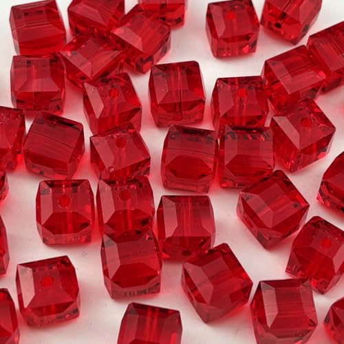 200pcs 4mm Cube Crystal Glass Beads for Jewelry Making Faceted Square Crystal Glass Bead Spacer Beads Loose Beads for Bracelet Earring Necklace DIY Craft(Red) - color: Red, size: 4mm