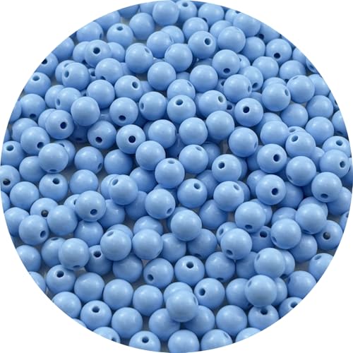 300pcs Acrylic Round Beads for Crafts 8mm Resin Candy Color Spacer Beads with Hole for Jewelry Making Sewing Crafts Decoration Necklaces Bracelets Earrings Supplies(Blue) - color: Blue, size: 8mm