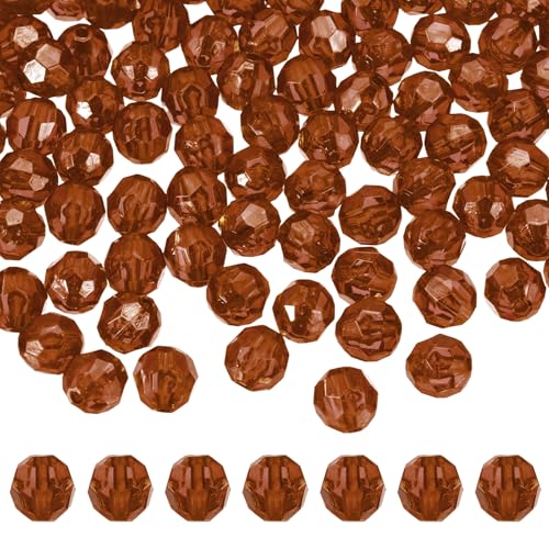 MECCANIXITY 400pcs Czech Faceted Bicone Beads 8mm Glass Spacer Bead Bulk for Jewelry Making & DIY Craft, Dark Brown - color: Dark Brown