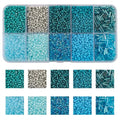 Approx 5000pcs 12/0 Glass Seed Beads for Jewelry Making, 2mm Mix 10 Colors Tube Beads Glass Bugle Beads Waist Beads Kit for Bracelets Necklaces Earrings DIY Supplies (Lake Blue) - color: Lake Blue