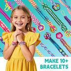 DDAI Bling Bracelet Kit for Girls Age 7-12 – Sparkly Friendship Craft Set with Gems, Threads & Stickers – Birthday Gift for 8 9 10 11 Year Old Girls & Holiday Surprise - color: Mint & White