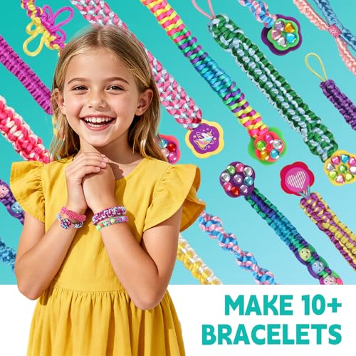 DDAI Bling Bracelet Kit for Girls Age 7-12 – Sparkly Friendship Craft Set with Gems, Threads & Stickers – Birthday Gift for 8 9 10 11 Year Old Girls & Holiday Surprise - color: Mint & White