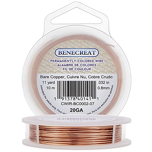 BENECREAT 20 Gauge Bare Copper Wire Dead Soft Solid Copper Beading Wire for Jewelry Craft Making, 33 Feet - color: Bare Copepr Wire, size: 20-Gauge(33-Feet/11-Yard)