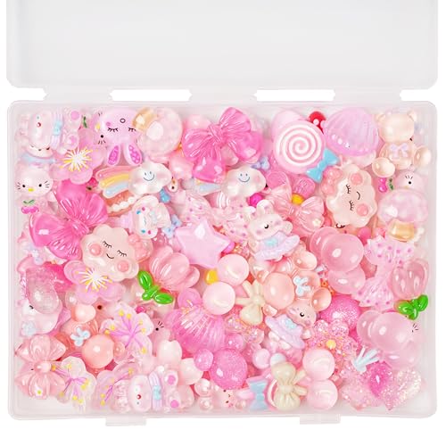 70 Pcs Resin Charms Slime Pink Charms Cute Embellishments Bulk Mixed Ornament Decorations Accessories