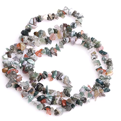 GEM-Inside Indian Agate Chips Natural 7-8MM Gemstone for Bracelet Necklace Earrings Jewelry Making Crafts Design Wholesale Loose Beads 34" - color: Indian Agate