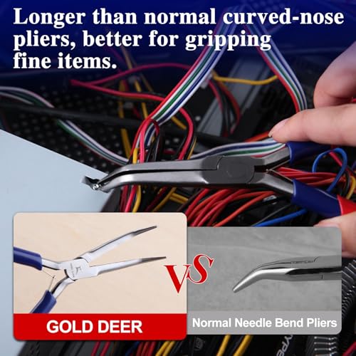 Bent Nose Pliers - Mini Jewelry Pliers with Comfort Grip Handles For Bending Wire & Gripping - style: Bent Nose Pliers with Smooth Jaw