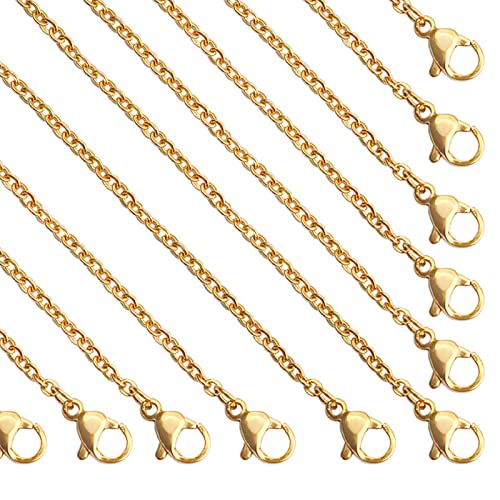 24 Pcs 18" 2mm Gold Stainless Steel Necklace Link Cable Chain Lobster Clasp Bulk for DIY Jewelry Making Supplies Accessories - color: Gold, size: 18 Inches