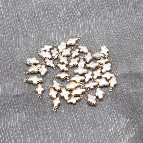 5 Pcs Natural Pearl Pendants Irregular Freshwater Pearl Pendant Charms for Jewelry Making Necklace Bracelet DIY Gift - color: cross