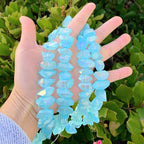 Adabele 15 Inch Natural Raw Healing Crystal Quartz Nugget Drilled Gemstone Loose Beads Aqua Blue AB Titanium Coated Chakra Gem Stone Spacer for Jewelry Craft Making GA-B7 - color: Aqua Blue Ab, size: 15 Inch/1 Strand