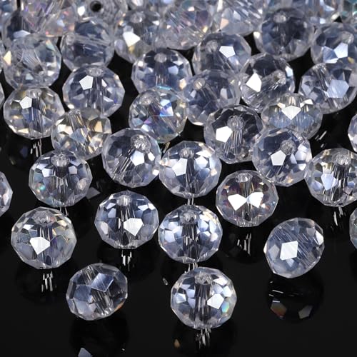 1000pcs 4mm Crystal Glass Beads for Jewelry Making Faceted Rondelle Flat Beads for Bracelets Necklace Earrings DIY Crafts (AB White Crystal Bead) - color: AB White Crystal, size: 4mm